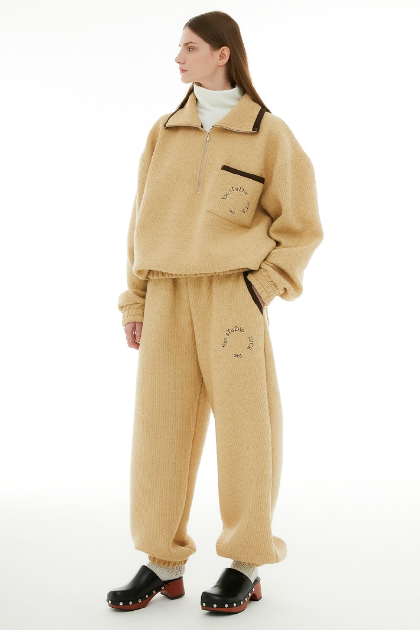wool knit jogger pants (beige)