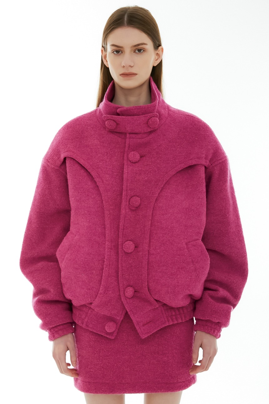 wool high neck jacket (pink)누빔안감