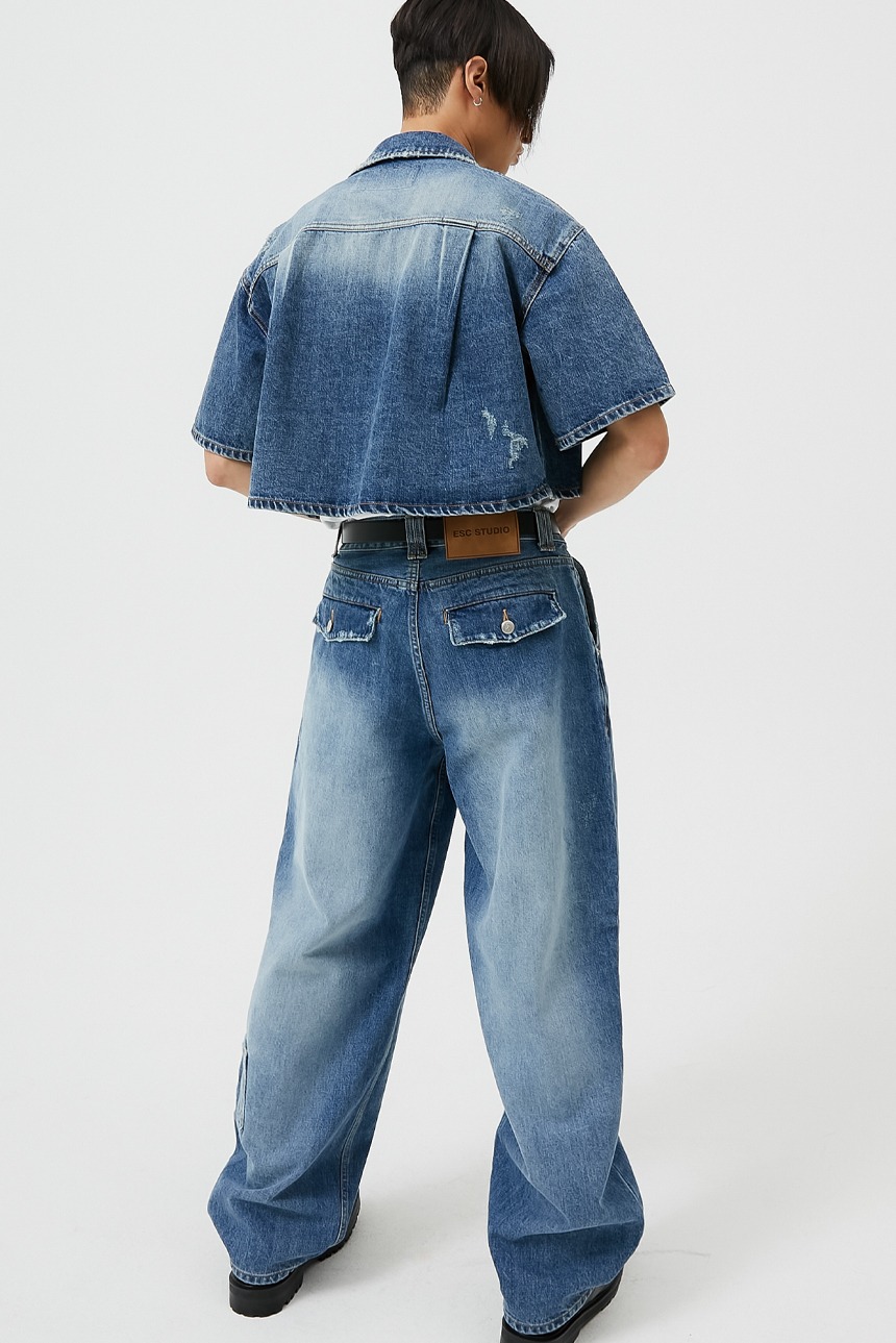 (size:2) washing denim pocket pants (blue) (7/7 배송)