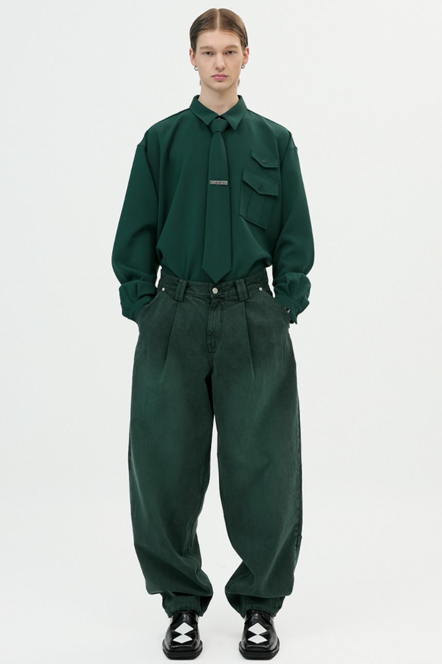 color washing denim pocket pants(green) (3/20 delivery)