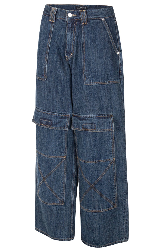 cargo pocket denim pants (blue) size1/size2
